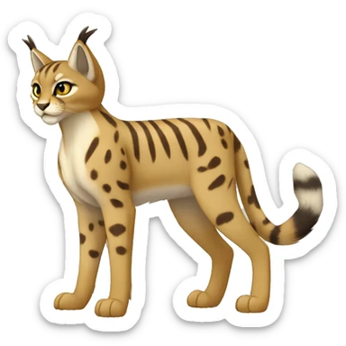 Striped and spotted Lynx-Caracal-Fakemon-hybrid full body sticker