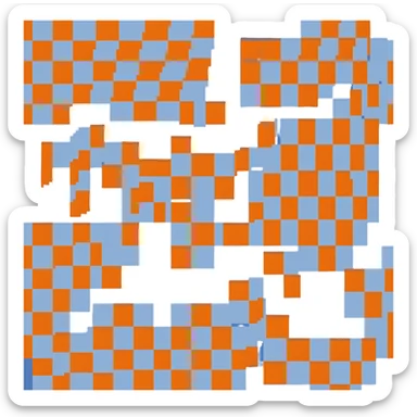 orange starting race flag, checkered pattern, racing flag sticker