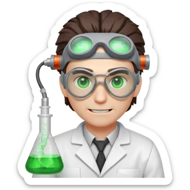 mutant scientist portrait, head and shoulders only, exposed glowing brain, broken goggles, evil smile, mad lab vibe, 3D cartoon, mobile game icon style, clean background, no text, no watermark

 sticker