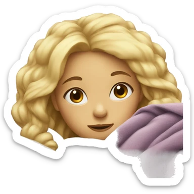 Blonde girl laying on the couch with a blanket around her sticker