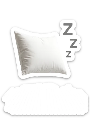 un cuscino per dormire fluttua in aria insieme alla scritta Z Z Z iperrealistici sticker