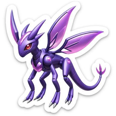 Shiny Futuristic Genesect-Miraidon-Lunala-Fakémon-hybrid-creature (full body)  sticker