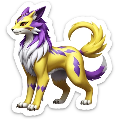 Shiny Elemental Exotic Renamon-Raikou-Liepard-Persian-Pokémon-Fakémon-hybrid-creature (full body) sticker