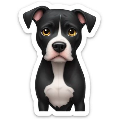 Perro pitbull negro con una dueña, piel clara ,pelo corto y negro  sticker