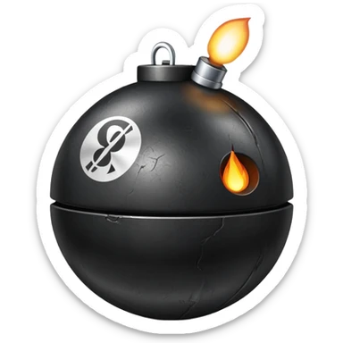 classic round black bomb with a lit fuse sticker