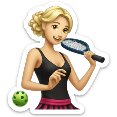Blonde flamenco dancer with pickleball raquet sticker