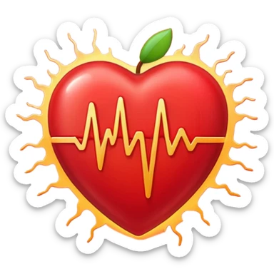 emoji of a red beating heart with gentle motion lines or soundwave pulses around it, symbolizing a heartbeat. Smooth, glossy Apple emoji design with soft highlights and a warm, lively glow sticker