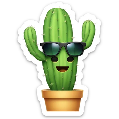 cactus with sunglasses listening to music sticker