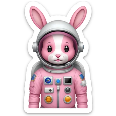 pink rabbit with astronaut costume sticker