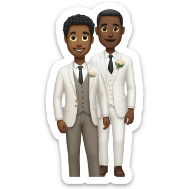 One tan skinned man and a brown skin man getting married sticker