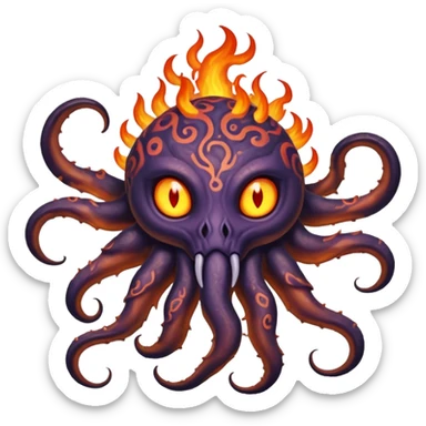 Shiny Fiery Dark Ugly Evil Realistic Glowing Eldritch Horror Cool Edgy Badass Emo Demonic Batty Dusky Punky Aural Bioluminescent Hideous Canine-Litten-Amaura-Salandit-Noibat-Flareon-Fakémon-fusion (full body) with intricate pattern markings sticker