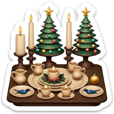  plates, cups, candlesticks, pendants, birds, horses, Christmas tree toys with potter  sticker