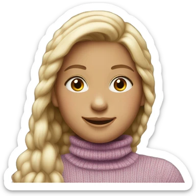 smiling girl in turtleneck sweater sticker