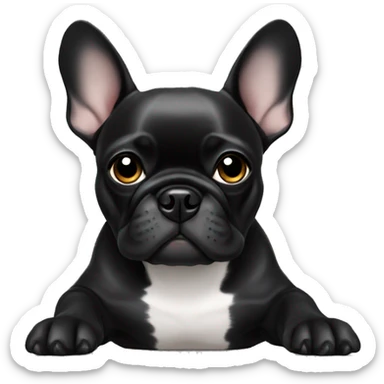 Black Frenchie laying  sticker