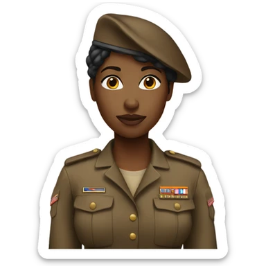 Black woman soldier wearing brown  sticker