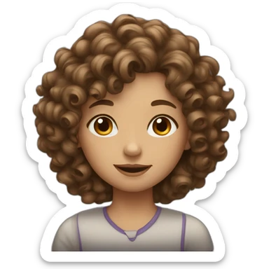 a girl named house with curly long dark brown hair sticker