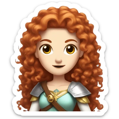 a white girl with long red curly hair and freckles, cosplaying Princess Zelda posing and ready for a fight sticker