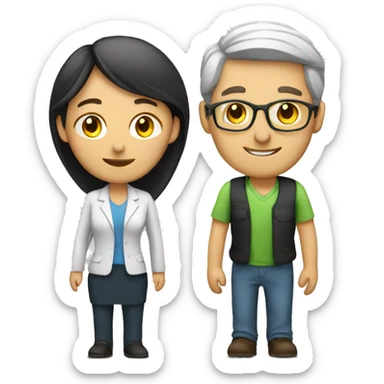 A couple the female is teacher and the male is engineer sticker