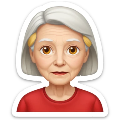 elderly woman with red shirt sticker