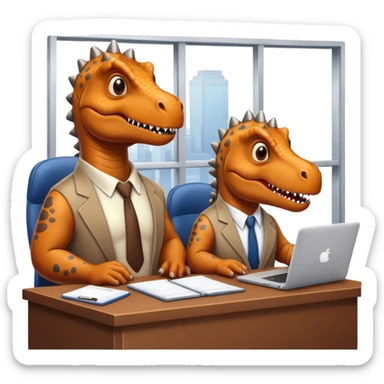 old dinosaurs working in an office sticker