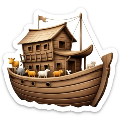 Noah's ark wooden boat with animals sticker
