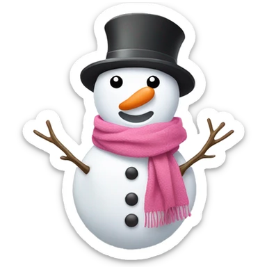 Snowman wearing a pink scarf  sticker