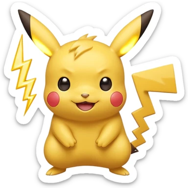cute Pikachu Pokémon winking and holding a tiny lightning bolt sticker