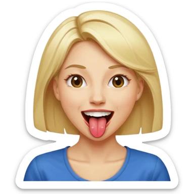 Woman head, blonde, slim, mouth wide open, tongue out
 sticker