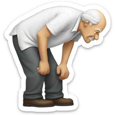 old man bent over sticker