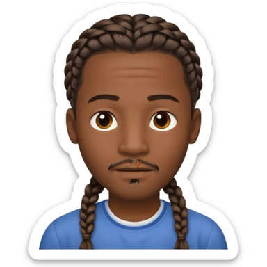 Hazme un emoji de un hombre negro con trenzas y una pequeña perilla sin bigote sticker