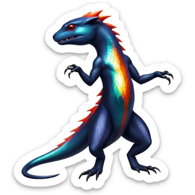 Colorful Dark Shiny Exotic Salandit-Quilava-Fakémon-hybrid-creature (full body)  sticker
