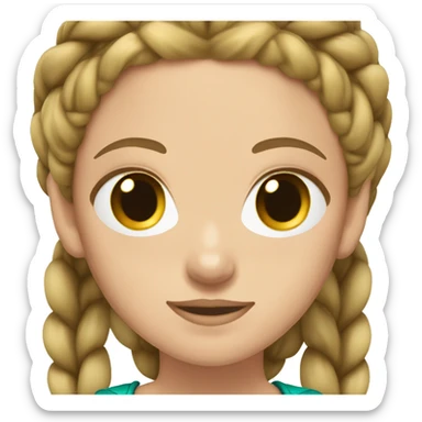 White girl with teal double Dutch braids for hair and brown eyes  sticker