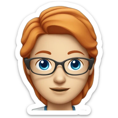Female scientist with straight red hair and glasses blue eyes sticker