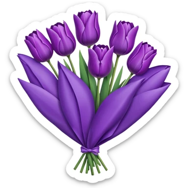 purple tulip bouquet with purple translucent paper wrap sticker