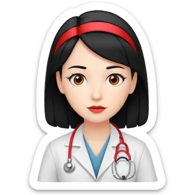 doctor with black hair and red hairclips  sticker