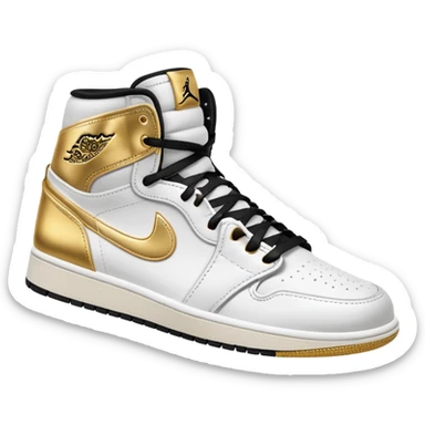Jordan 1 sneaker, white and metallic gold colorway sticker