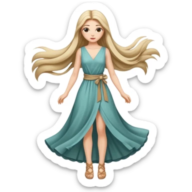 Empowered woman enjoying long tied hairs with full body sticker