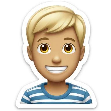 happy boys in striped shirts sticker