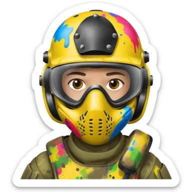 paintball player face shot with lots of colors sticker