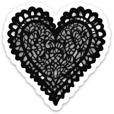 Black lace heart sticker
