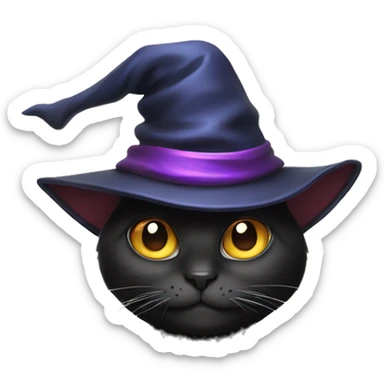 Black cat with a wizards hat sticker