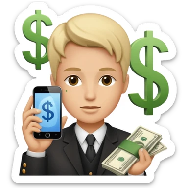 Earn money show by human with mobile.show cash flow symbol.add traditional way of look like sticker