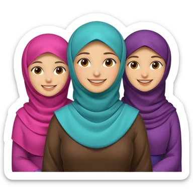 muslim family emoji , with the women wearing niqab, niqab = face cover sticker