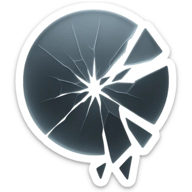 trauma visualized as shattered glass in matte glass style sticker