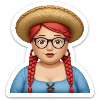 woman glassess, very fat venice gondolier with iconic hat and red hair woman braided sticker