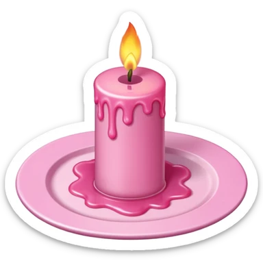 A drawing of a flaming pink candle that could be used at a romantic dinner table. The camera should be isometric at a high angle. sticker