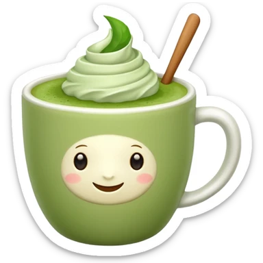 matcha latte in a cup without a spoon and without a face sticker