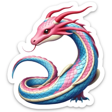 Ekans-Milotic-Dragonair-Fakémon-hybrid-creature (full body)  sticker