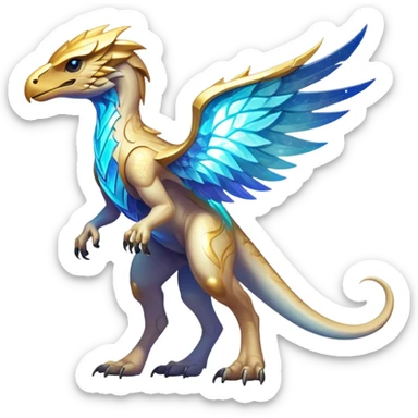 Shiny Sparkly Futuristic Celestial Magical Ethereal Godly Divine Nebula-Fakemon-Pokemon-Digimon-Spectrobes-Raptor-fusion, full body sticker
