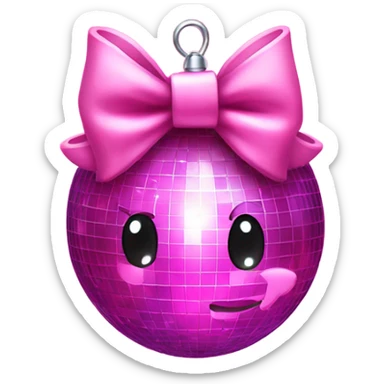 Pink bow on a disco ball sticker